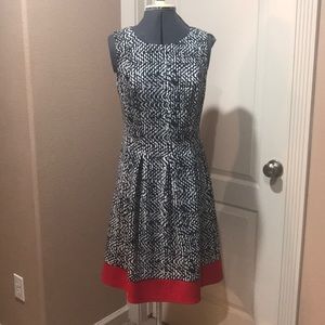 Black/White Dress with Red Hem